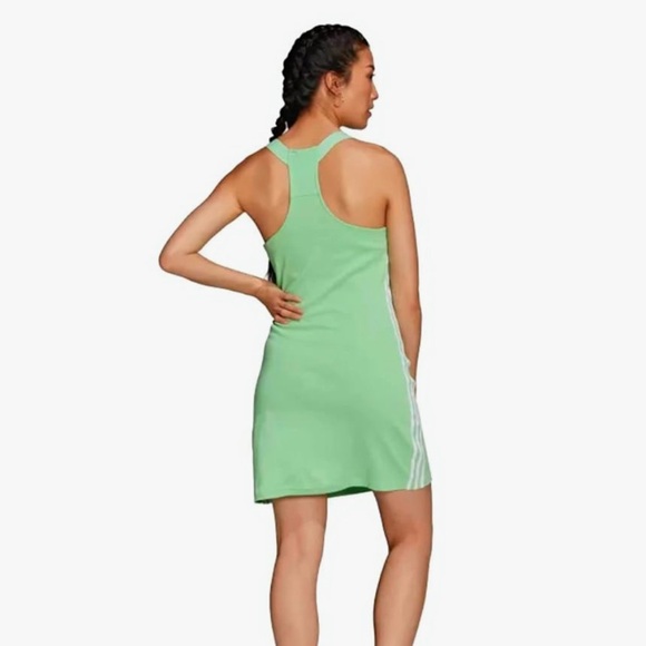 adidas Women's Athletic Dress With 3 Stripes Racer Back Light Green Size Large - Picture 3 of 13